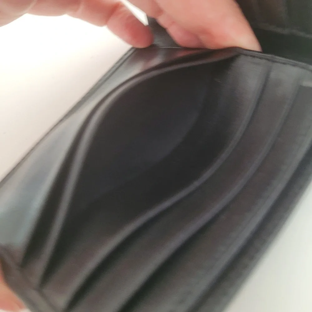 Dunhill‎ Bifold Wallet Black Calfskin Leather Gold Corners Spain Mens Luxury